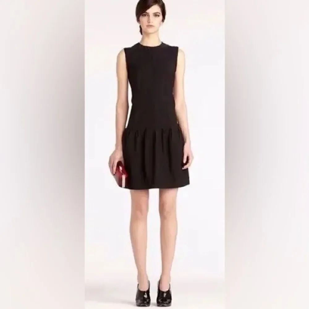 Joseph Ribkoff Women’s Size 10 Midi Dress Black Ruffled Sleeveless Zip Back